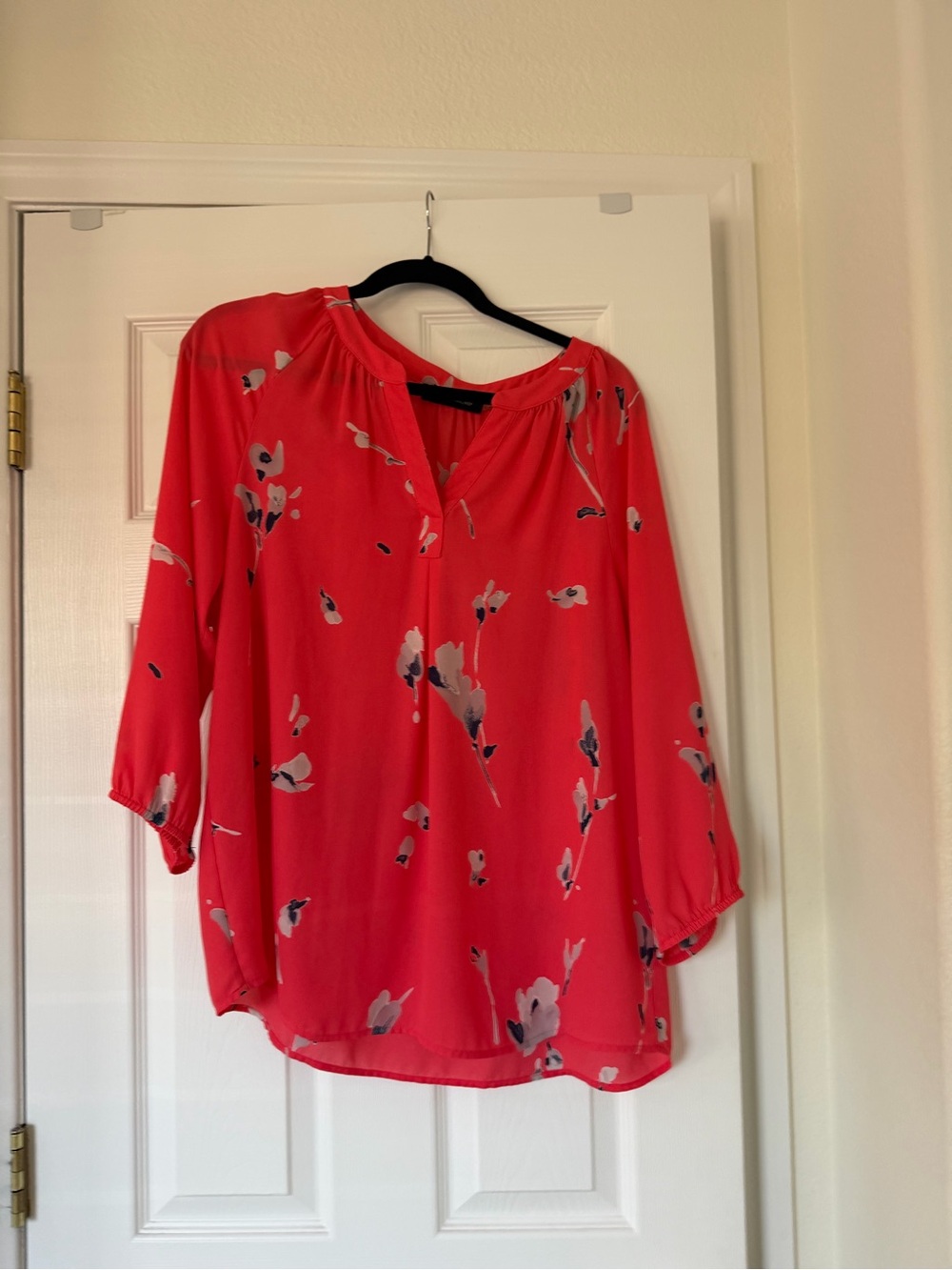 Ivanka Trump Coral Floral Split-Neck Tunic
